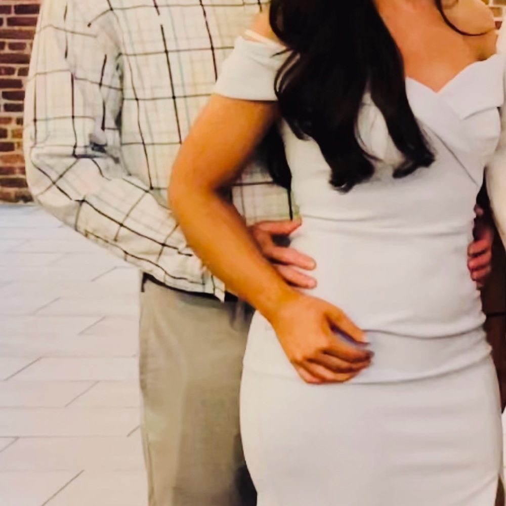 Off-Shoulder baby blue Midi Bodycon Dress